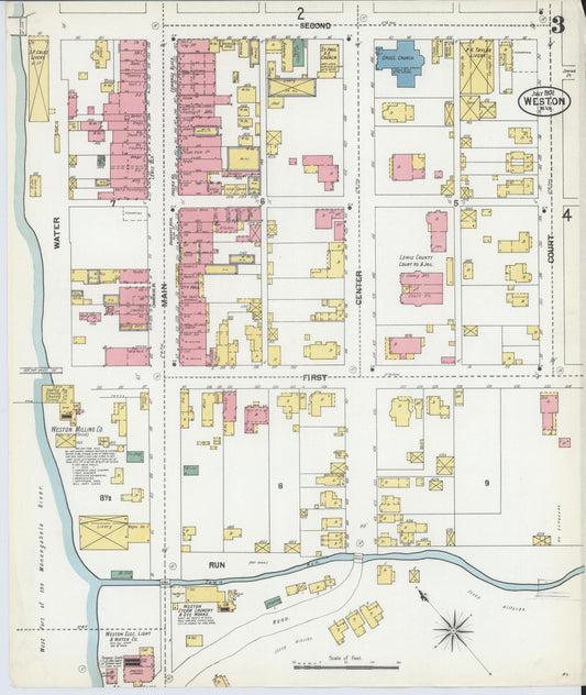 Sanborn Fire Insurance Map from Weston, Lewis County, West Virginia (1902), Sheet #0003 - Historic Sanborn Fire Insurance Map Print, vintage old map wall art, antique decor, genealogy gift, West Virginia West Virginia map