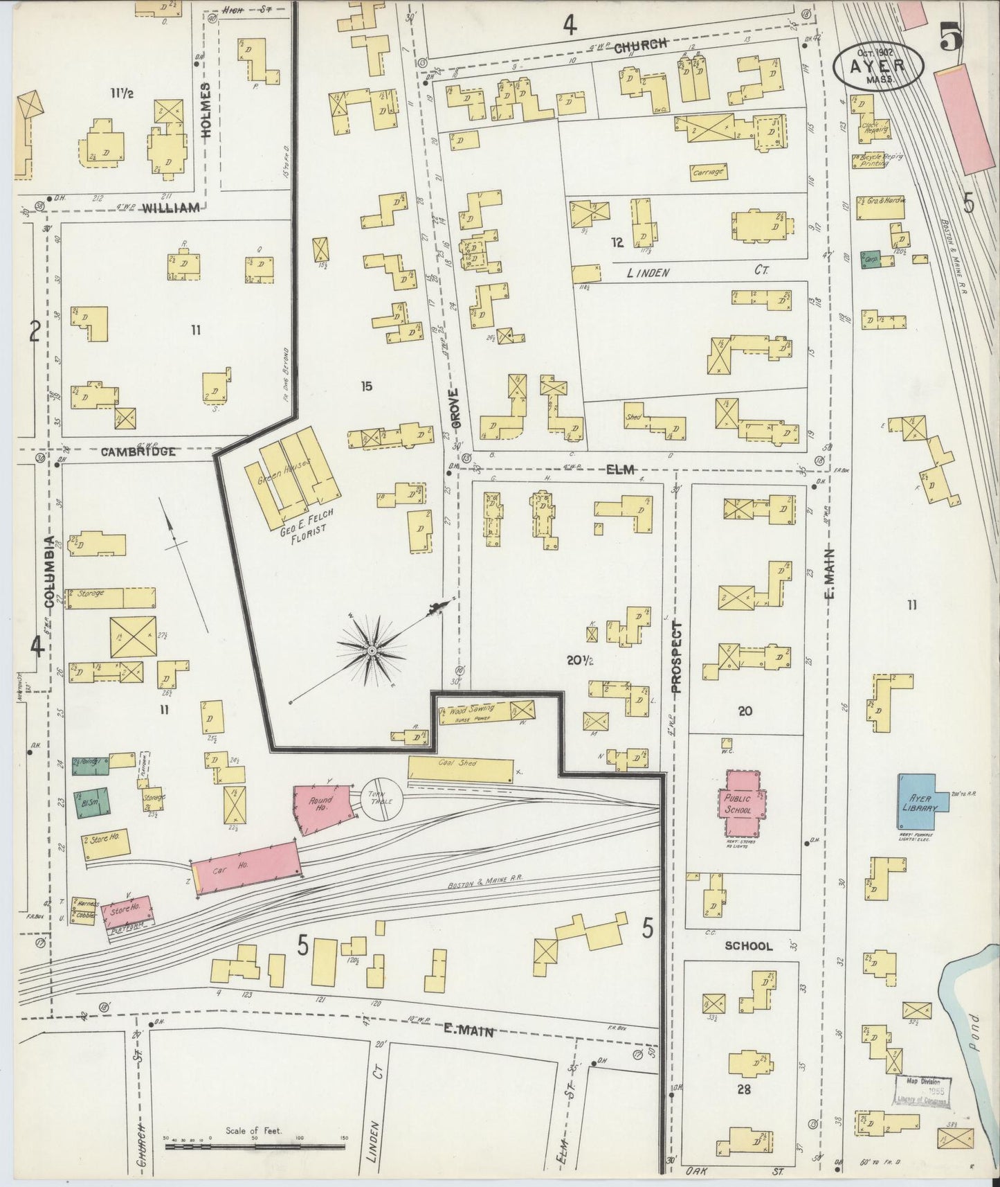 Sanborn Fire Insurance Map from Ayer, Middlesex County, Massachusetts (1902), Sheet #0005 - Complete Map Set gallery image, historic Sanborn map, vintage wall art, Massachusetts Massachusetts