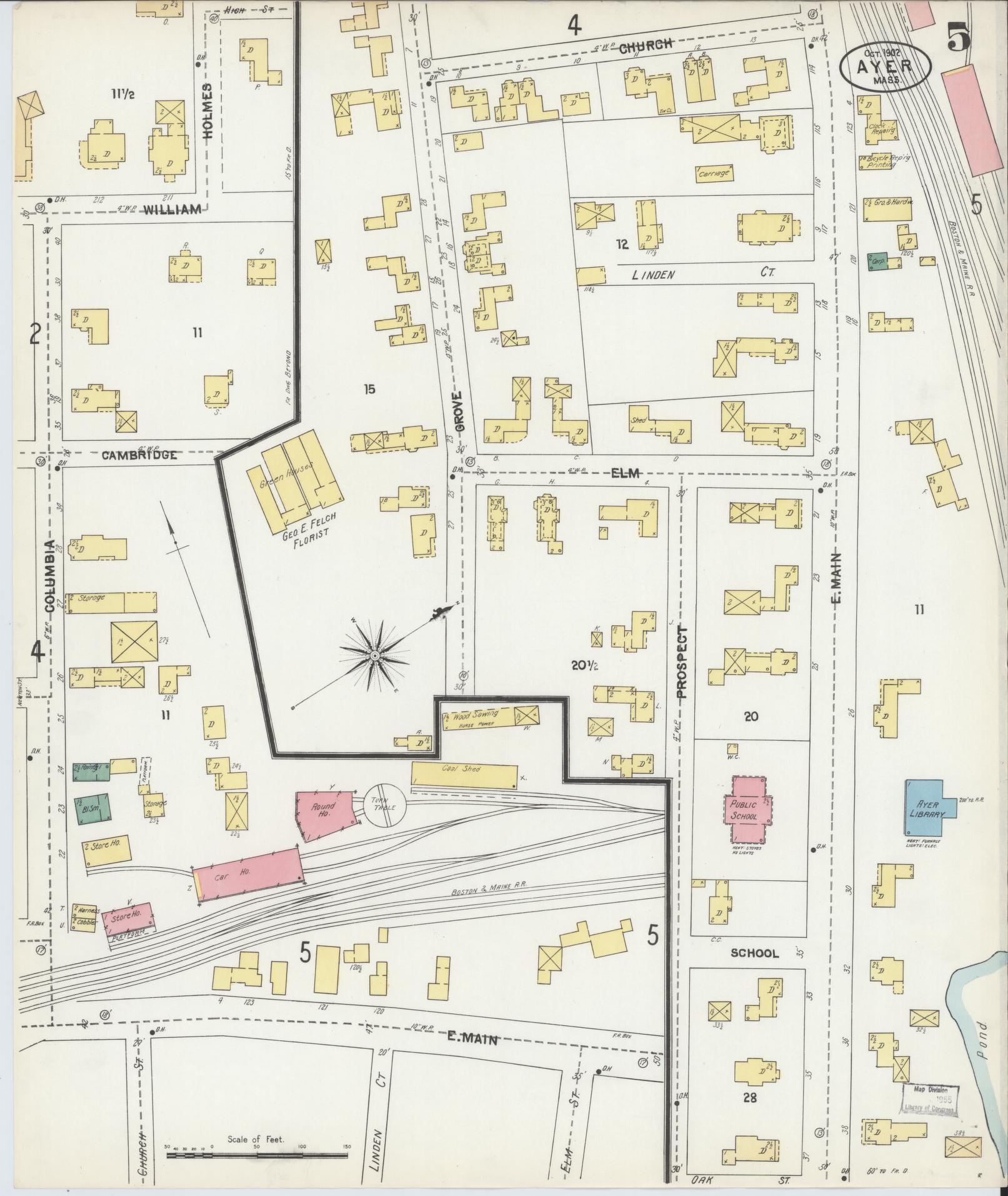 Sanborn Fire Insurance Map from Ayer, Middlesex County, Massachusetts (1902), Sheet #0005 - Complete Map Set gallery image, historic Sanborn map, vintage wall art, Massachusetts Massachusetts