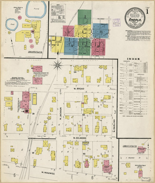 Sanborn Fire Insurance Map from Angola, Steuben County, Indiana. (1907) – Historic Sanborn Fire Insurance Map Print