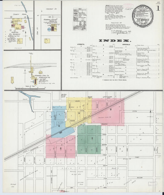 Sanborn Fire Insurance Map from Kewanee, Henry County, Illinois (1892), Sheet #0001 - Complete Map Set gallery image, historic Sanborn map, vintage wall art, Illinois Illinois