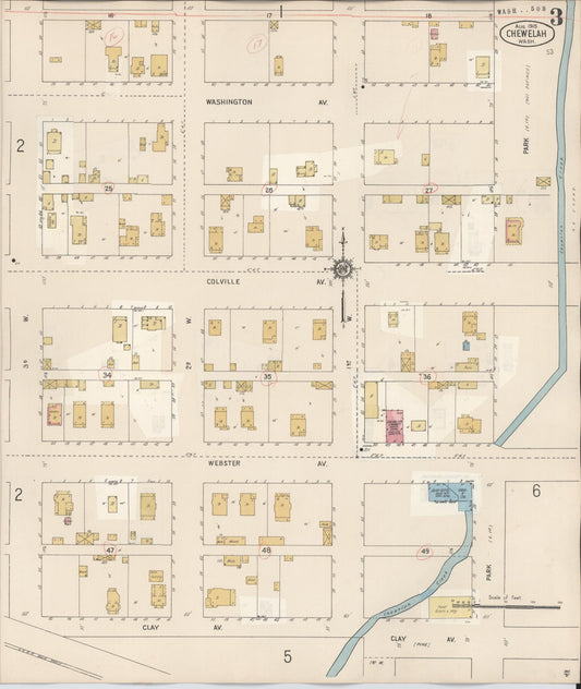 Sanborn Fire Insurance Map from Chewelah, Stevens County, Washington (1932), Sheet #0003 - Historic Sanborn Fire Insurance Map Print, vintage old map wall art, antique decor, genealogy gift, Washington Washington map