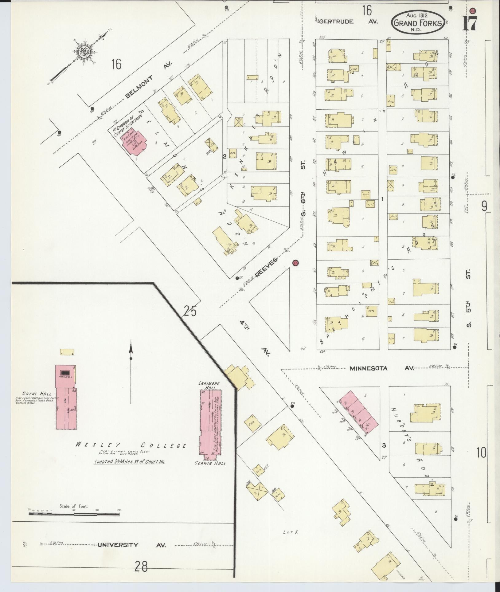 Sanborn Fire Insurance Map from Grand Forks, Grand Forks County, North Dakota (1912), Sheet #0017 - Historic Sanborn Fire Insurance Map Print, vintage old map wall art, antique decor, genealogy gift, North Dakota North Dakota map