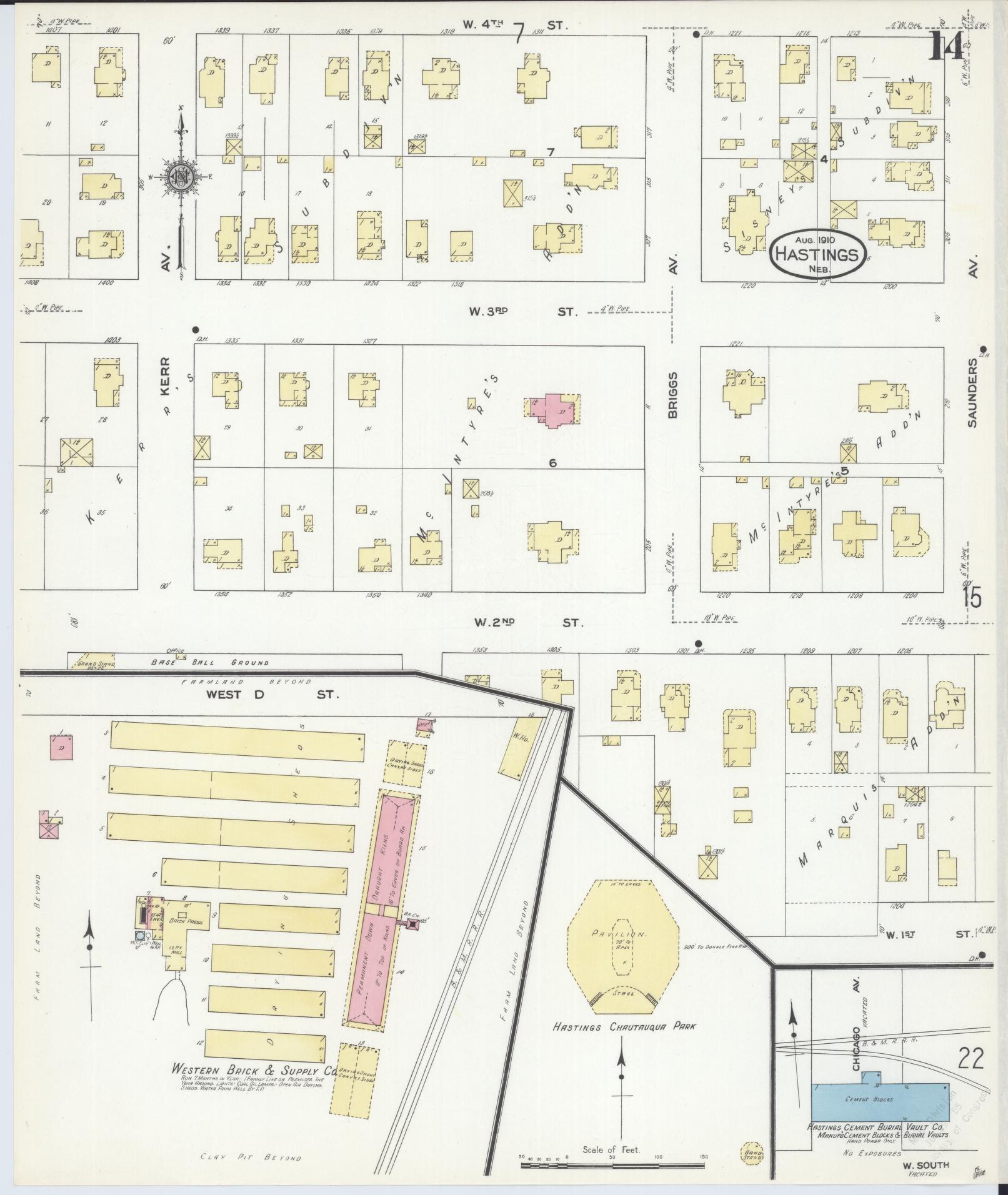 Sanborn Fire Insurance Map from Hastings, Adams County, Nebraska (1910), Sheet #0014 - Complete Map Set gallery image, historic Sanborn map, vintage wall art, Nebraska Nebraska