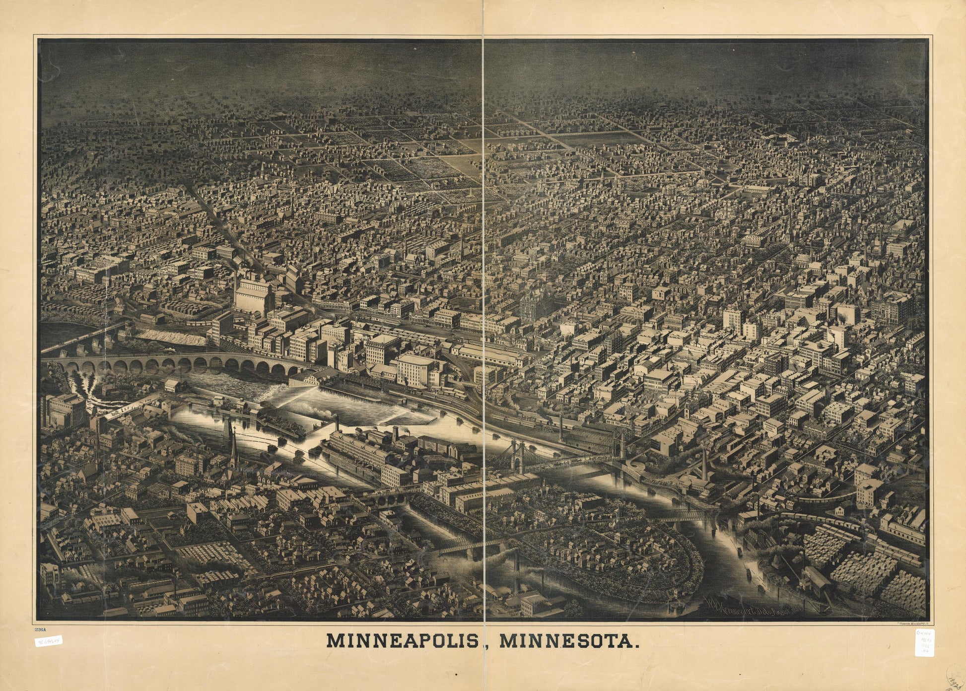 Minneapolis, Minnesota. (1885) – Historic Bird’s-Eye View Panorama Print