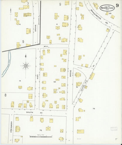 Sanborn Fire Insurance Map from New Milford, Litchfield County, Connecticut (1909), Sheet #0009 - Complete Map Set gallery image, historic Sanborn map, vintage wall art, Connecticut Connecticut