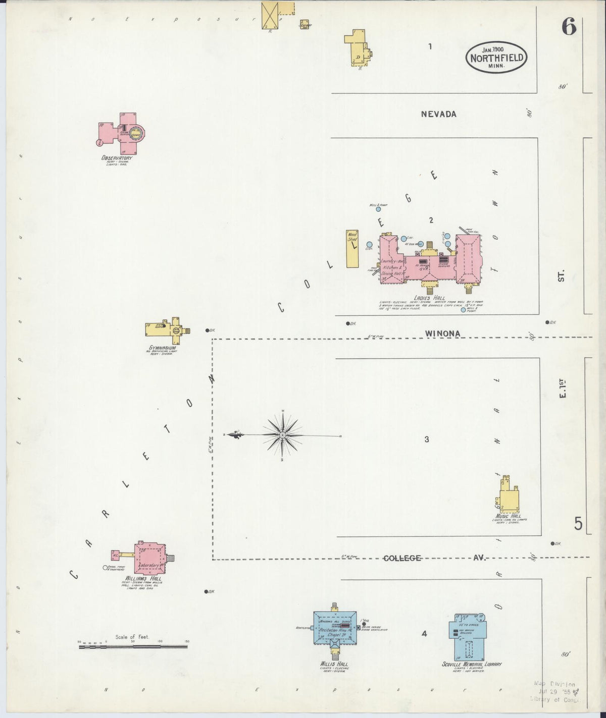 Sanborn Fire Insurance Map from Northfield, Rice County, Minnesota (1900), Sheet #0006 - Historic Sanborn Fire Insurance Map Print, vintage old map wall art, antique decor, genealogy gift, Minnesota Minnesota map