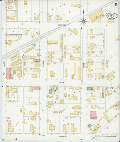 Sanborn Fire Insurance Map from Carmi, White County, Illinois (1899), Sheet #0006 - Historic Sanborn Fire Insurance Map Print, vintage old map wall art, antique decor, genealogy gift, Illinois Illinois map