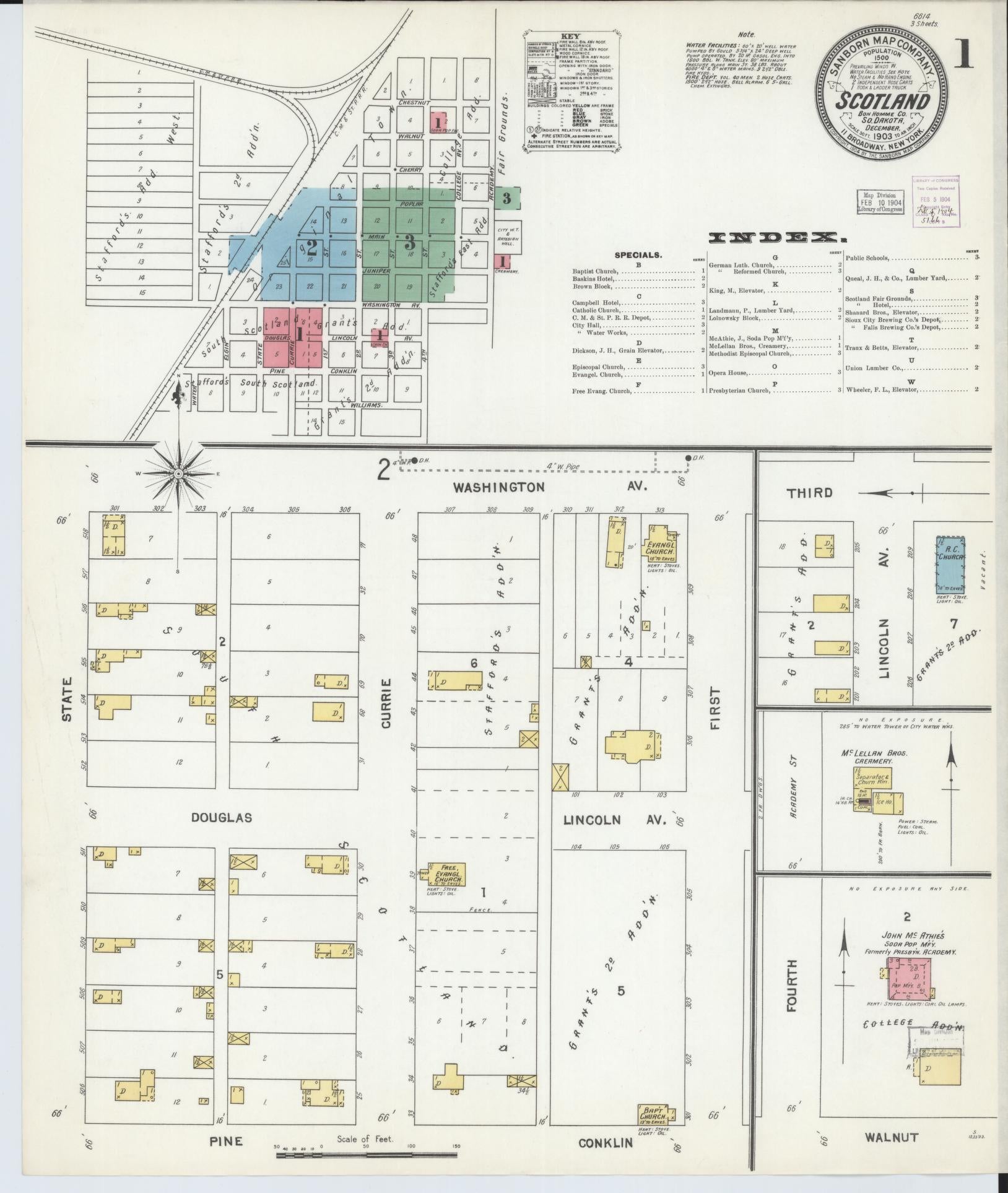 Sanborn Fire Insurance Map from Scotland, Bon Homme County, South Dakota (1903), Sheet #0001 - Complete Map Set gallery image, historic Sanborn map, vintage wall art, South Dakota South Dakota