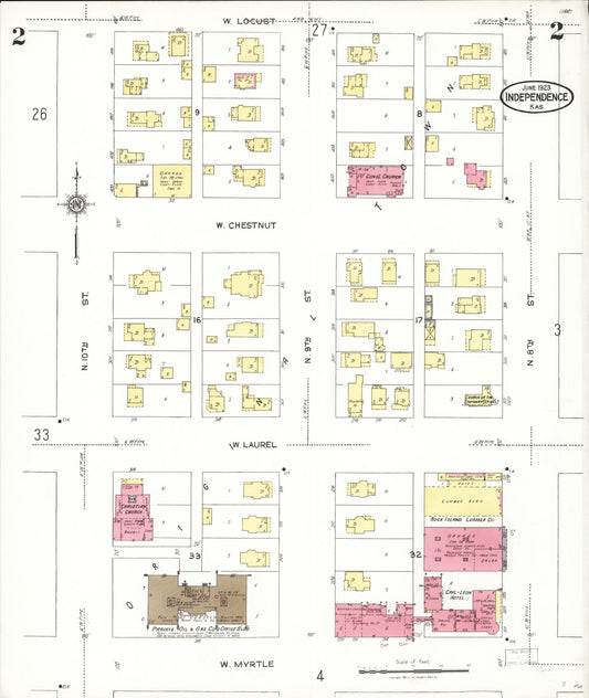 Sanborn Fire Insurance Map from Independence, Montgomery County, Kansas (1923), Sheet #0003 - Historic Sanborn Fire Insurance Map Print, vintage old map wall art, antique decor, genealogy gift, Kansas Kansas map