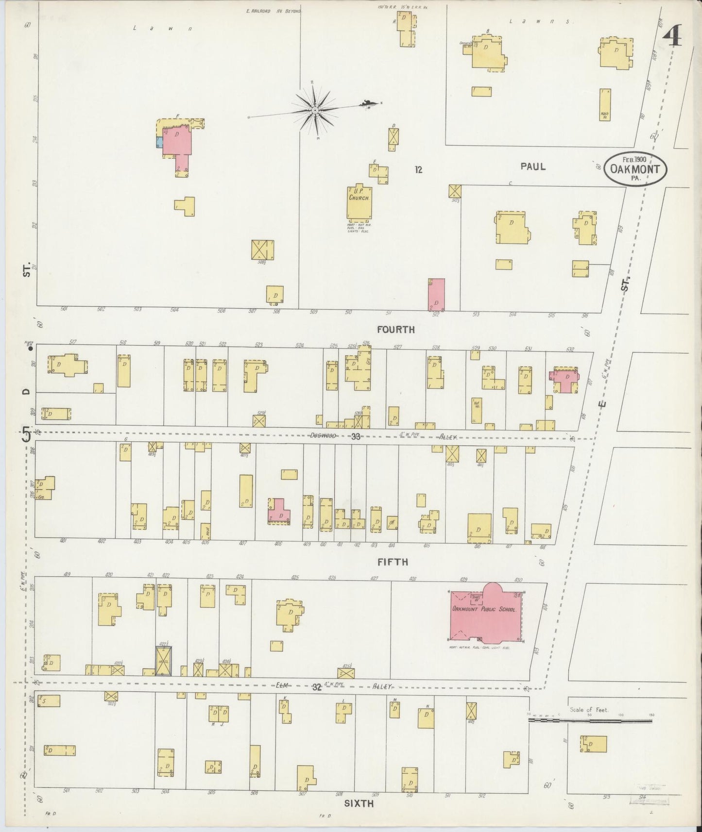 Sanborn Fire Insurance Map from Oakmont, Allegheny County, Pennsylvania (1900), Sheet #0004 - Complete Map Set gallery image, historic Sanborn map, vintage wall art, Pennsylvania Pennsylvania