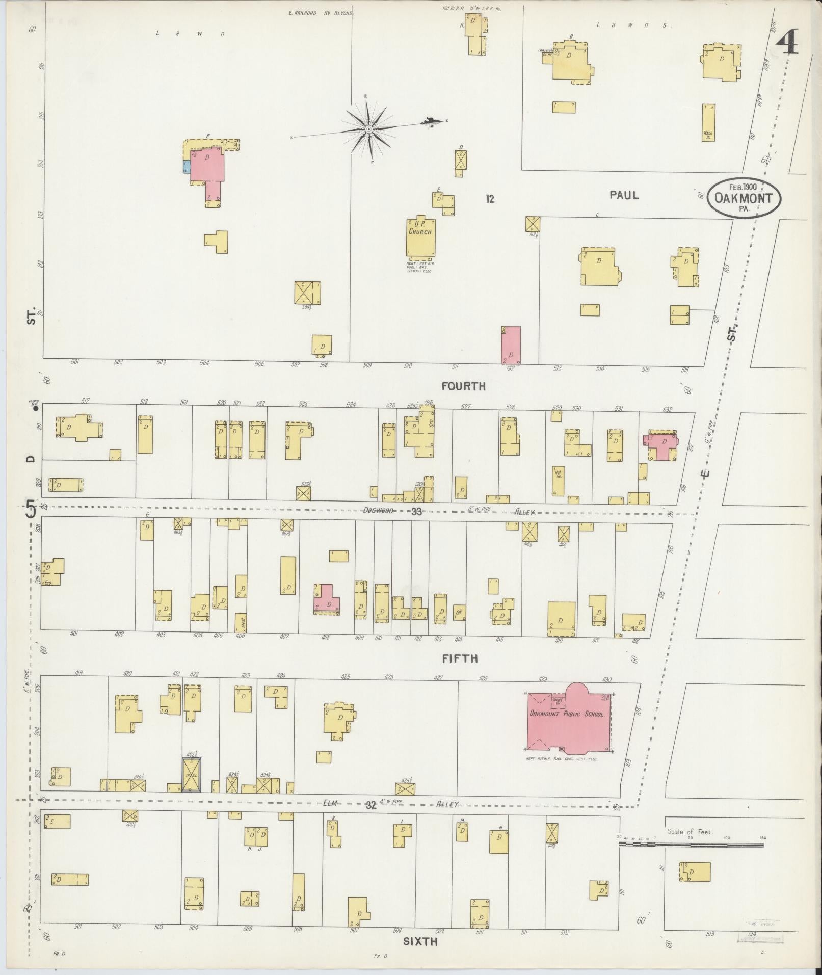 Sanborn Fire Insurance Map from Oakmont, Allegheny County, Pennsylvania (1900), Sheet #0004 - Complete Map Set gallery image, historic Sanborn map, vintage wall art, Pennsylvania Pennsylvania