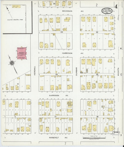 Sanborn Fire Insurance Map from Electra, Wichita County, Texas (1919), Sheet #0004 - Historic Sanborn Fire Insurance Map Print, vintage old map wall art, antique decor, genealogy gift, Texas Texas map