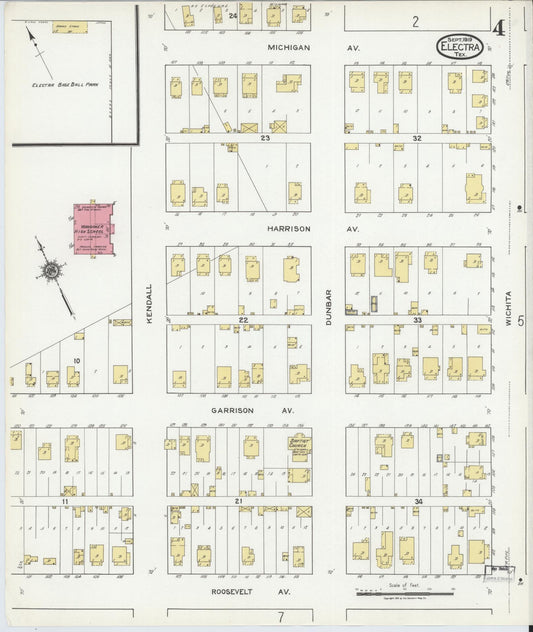 Sanborn Fire Insurance Map from Electra, Wichita County, Texas (1919), Sheet #0004 - Historic Sanborn Fire Insurance Map Print, vintage old map wall art, antique decor, genealogy gift, Texas Texas map