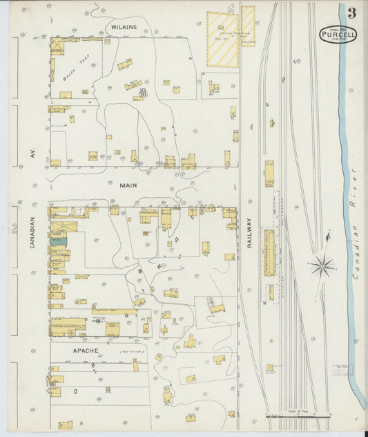 Sanborn Fire Insurance Map from Purcell, McClain County, Oklahoma (1894), Sheet #0003 - Historic Sanborn Fire Insurance Map Print, vintage old map wall art, antique decor, genealogy gift, Oklahoma Oklahoma map