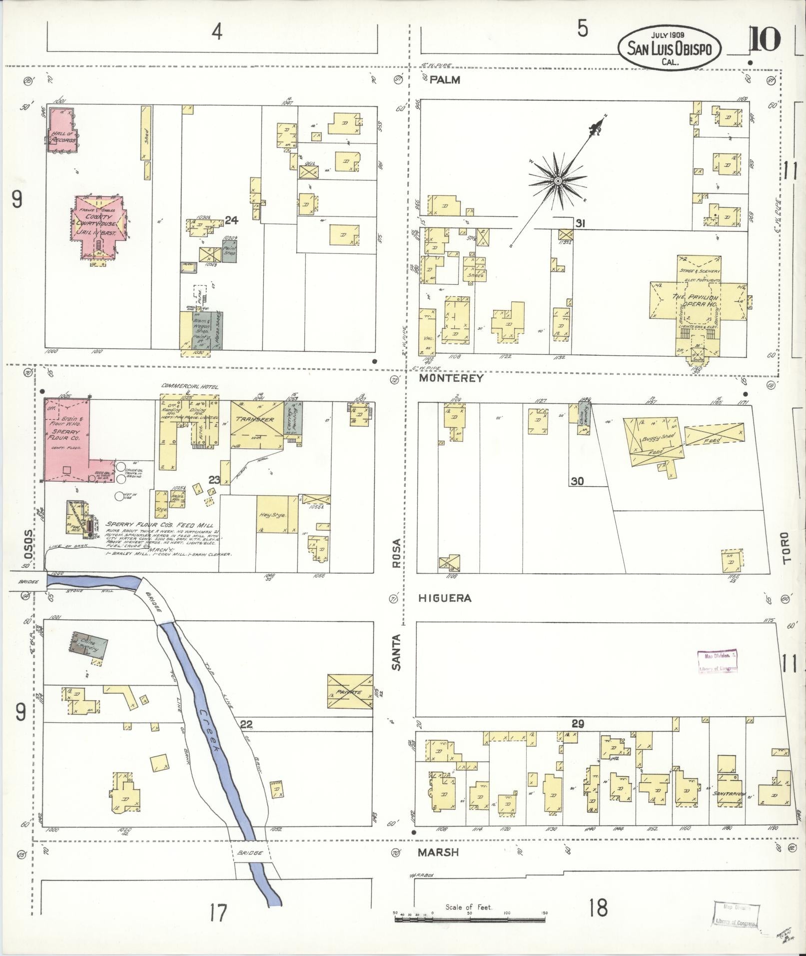 Sanborn Fire Insurance Map from San Luis Obispo, San Luis Obispo County, California (1909), Sheet #0010 - Complete Map Set gallery image, historic Sanborn map, vintage wall art, California California