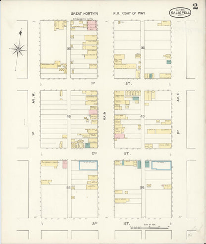 Sanborn Fire Insurance Map from Kalispell, Flathead County, Montana (1892), Sheet #0002 - Complete Map Set gallery image, historic Sanborn map, vintage wall art, Montana Montana