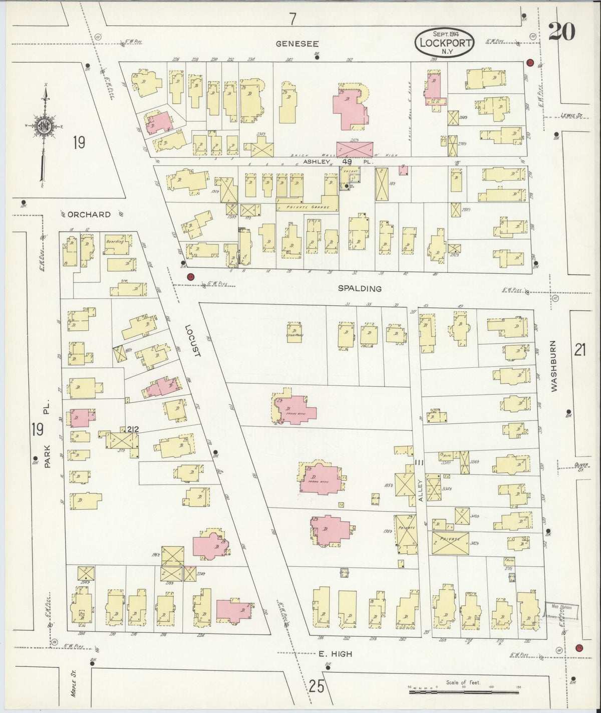 Sanborn Fire Insurance Map from Lockport, Niagara County, New York (1914), Sheet #0020 - Complete Map Set gallery image, historic Sanborn map, vintage wall art, New York New York