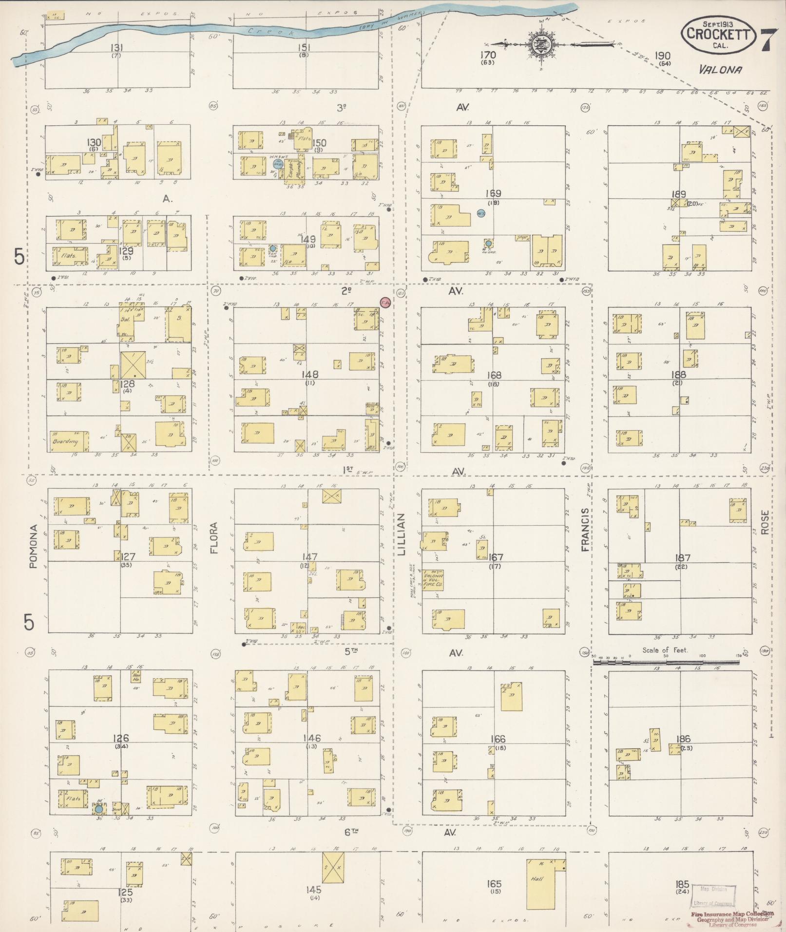 Sanborn Fire Insurance Map from Crockett, Contra Costa County, California (1913), Sheet #0007 - Complete Map Set gallery image, historic Sanborn map, vintage wall art, California California