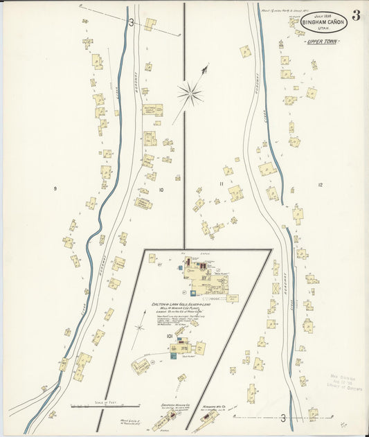 Sanborn Fire Insurance Map from Bingham Canyon, Salt Lake County, Utah (1898), Sheet #0003 - Historic Sanborn Fire Insurance Map Print, vintage old map wall art, antique decor, genealogy gift, Utah Utah map