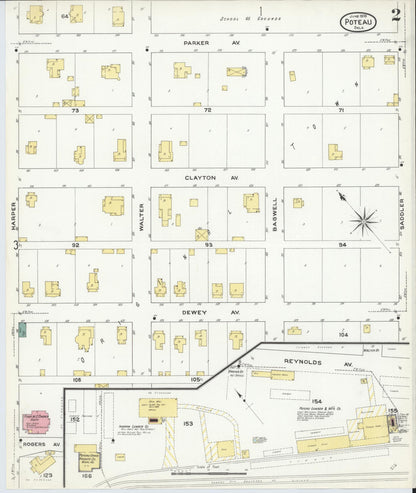 Sanborn Fire Insurance Map from Poteau, Le Flore County, Oklahoma (1909), Sheet #0002 - Complete Map Set gallery image, historic Sanborn map, vintage wall art, Oklahoma Oklahoma