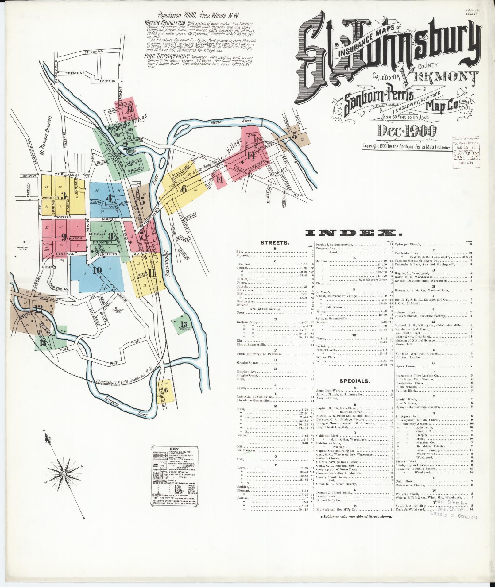 Sanborn Fire Insurance Map from Saint Johnsbury, Caledonia County, Vermont. (1900) – Historic Sanborn Fire Insurance Map Print