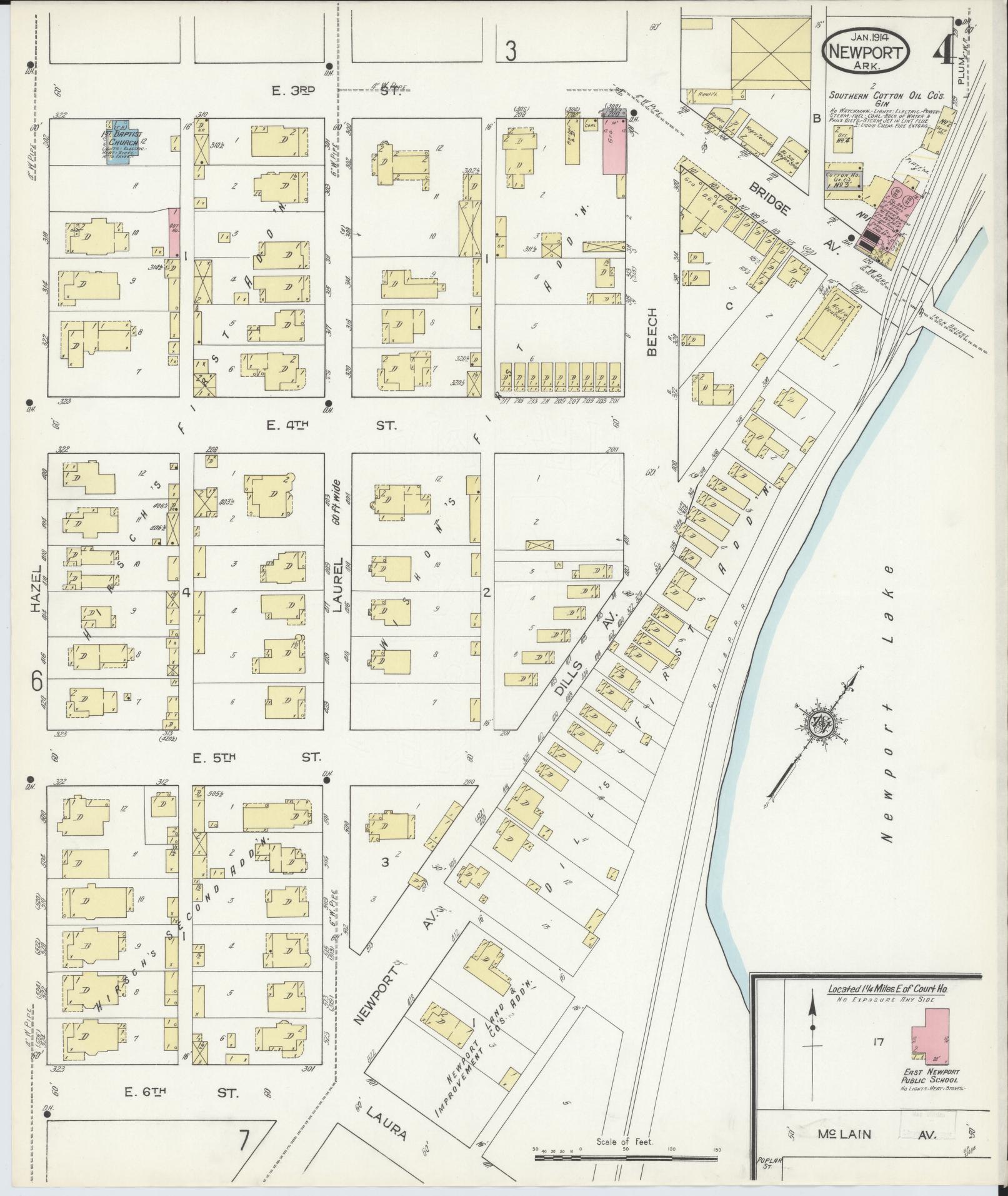 Sanborn Fire Insurance Map from Newport, Jackson County, Arkansas (1914), Sheet #0004 - Historic Sanborn Fire Insurance Map Print, vintage old map wall art, antique decor, genealogy gift, Arkansas Arkansas map
