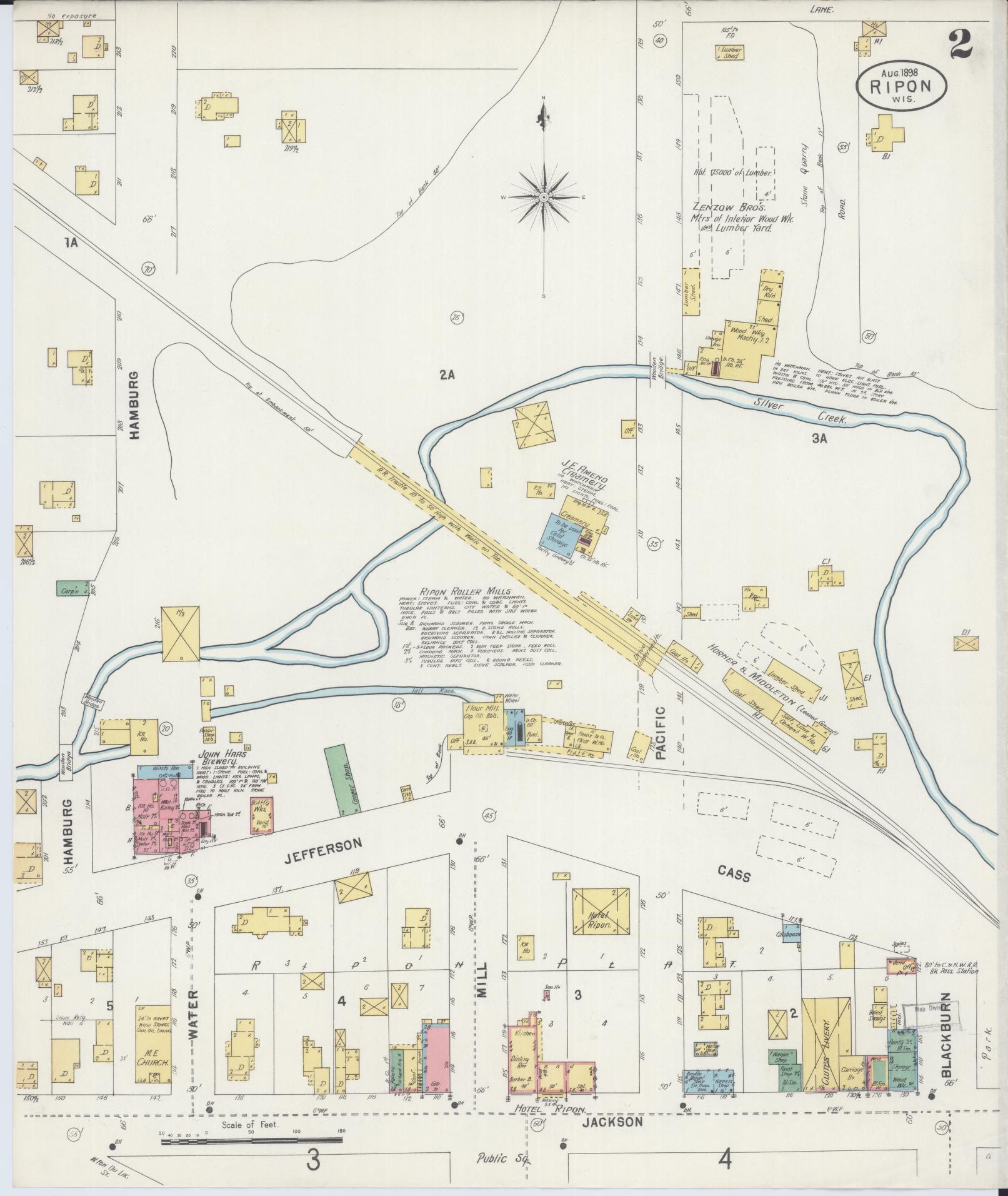 Sanborn Fire Insurance Map from Ripon, Fond du Lac County, Wisconsin (1898), Sheet #0002 - Complete Map Set gallery image, historic Sanborn map, vintage wall art, Wisconsin Wisconsin