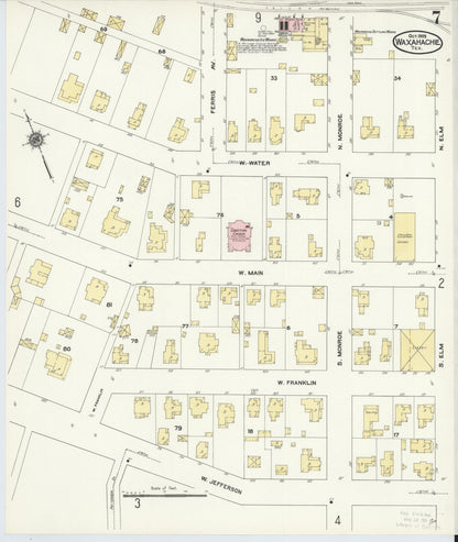 Sanborn Fire Insurance Map from Waxahachie, Ellis County, Texas (1909), Sheet #0007 - Complete Map Set gallery image, historic Sanborn map, vintage wall art, Texas Texas