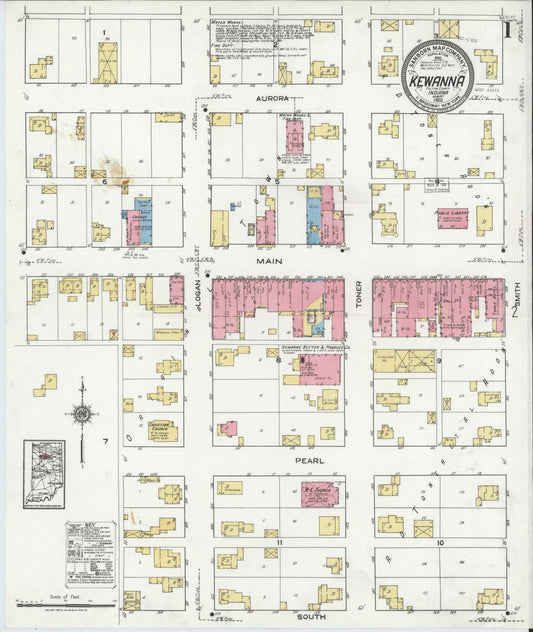 Sanborn Fire Insurance Map from Kewanna, Fulton County, Indiana (1920), Sheet #0001 - Historic Sanborn Fire Insurance Map Print, vintage old map wall art, antique decor, genealogy gift, Indiana Indiana map