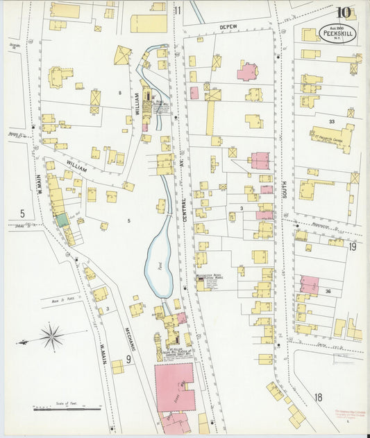 Sanborn Fire Insurance Map from Peekskill, Westchester County, New York (1900), Sheet #0010 - Historic Sanborn Fire Insurance Map Print, vintage old map wall art, antique decor, genealogy gift, New York New York map
