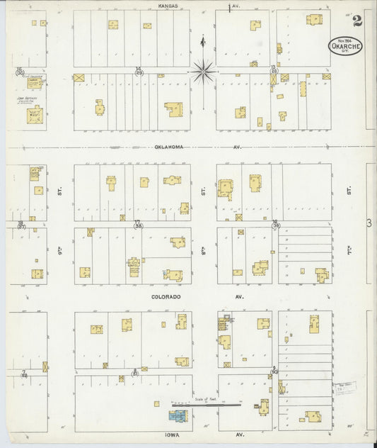 Sanborn Fire Insurance Map from Okarche, Kingfisher and Canadian Counties, Oklahoma (1904), Sheet #0002 - Historic Sanborn Fire Insurance Map Print, vintage old map wall art, antique decor, genealogy gift, Oklahoma Oklahoma map
