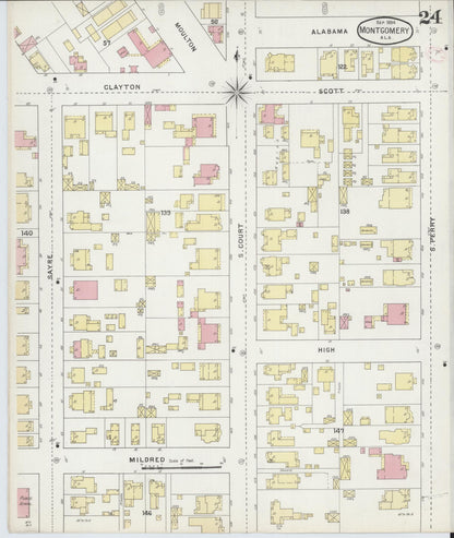 Sanborn Fire Insurance Map from Montgomery, Montgomery County, Alabama (1894), Sheet #0024 - Complete Map Set gallery image, historic Sanborn map, vintage wall art, Alabama Alabama