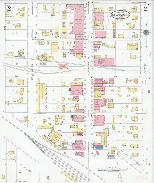 Sanborn Fire Insurance Map from Saint Charles, Winona County, Minnesota (1927), Sheet #0002 - Historic Sanborn Fire Insurance Map Print, vintage old map wall art, antique decor, genealogy gift, Minnesota Minnesota map