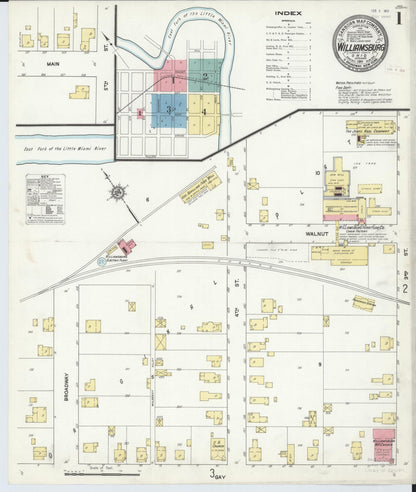 Sanborn Fire Insurance Map from Williamsburg, Clermont County, Ohio (1911), Sheet #0001 - Historic Sanborn Fire Insurance Map Print, vintage old map wall art, antique decor, genealogy gift, Ohio Ohio map