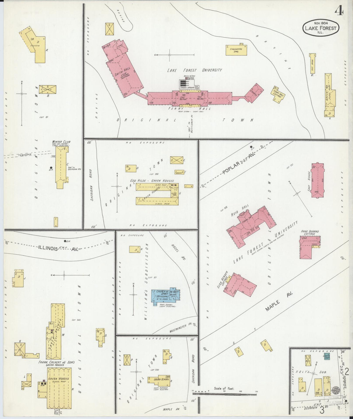 Sanborn Fire Insurance Map from Lake Forest, Lake County, Illinois (1904), Sheet #0004 - Complete Map Set gallery image, historic Sanborn map, vintage wall art, Illinois Illinois