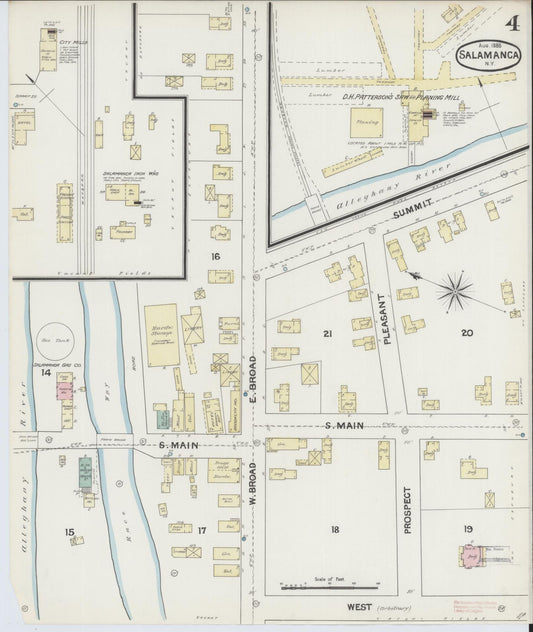 Sanborn Fire Insurance Map from Salamanca, Cattaraugus County, New York (1888), Sheet #0004 - Historic Sanborn Fire Insurance Map Print, vintage old map wall art, antique decor, genealogy gift, New York New York map
