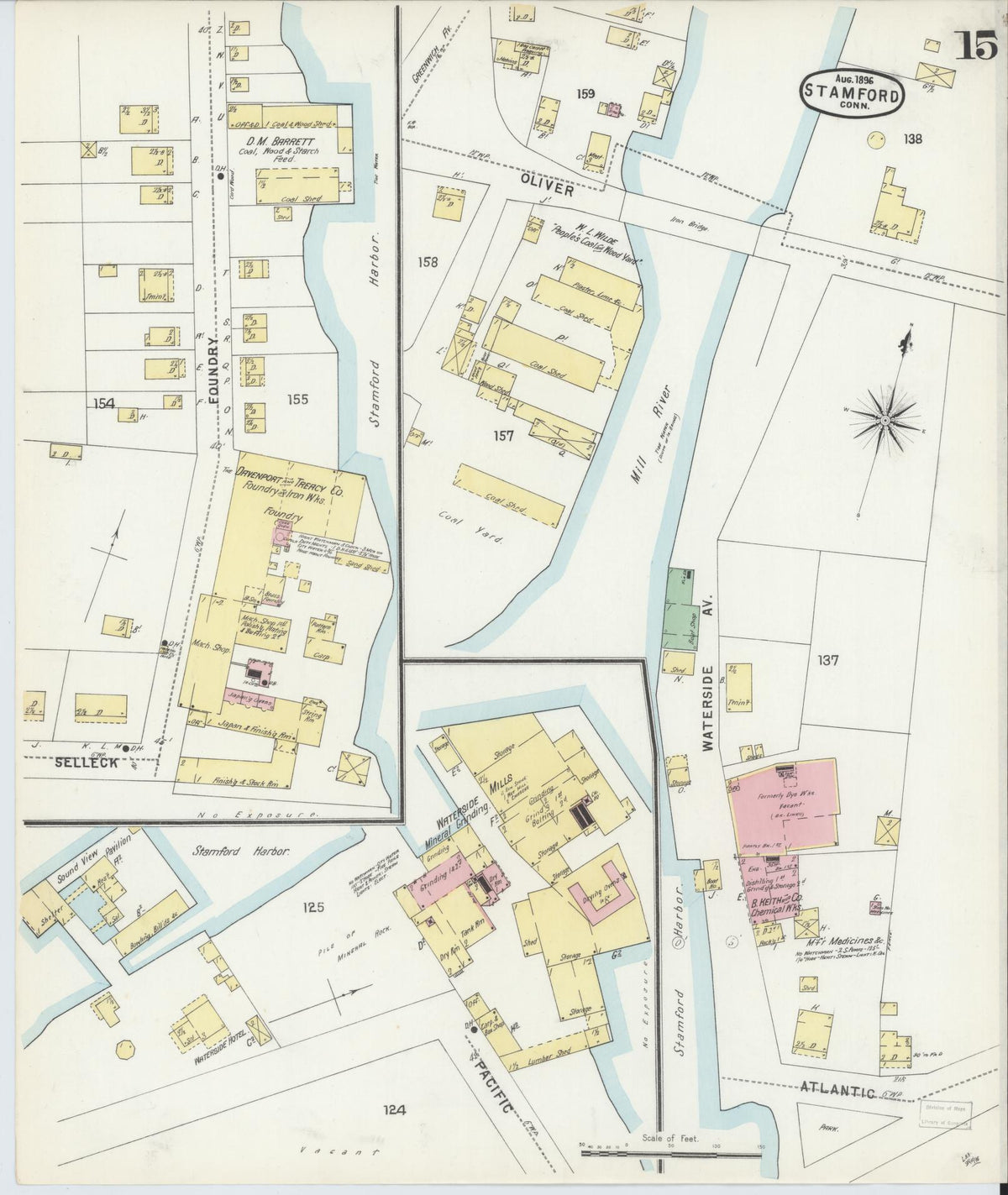 Sanborn Fire Insurance Map from Stamford, Fairfield County, Connecticut (1896), Sheet #0015 - Complete Map Set gallery image, historic Sanborn map, vintage wall art, Connecticut Connecticut