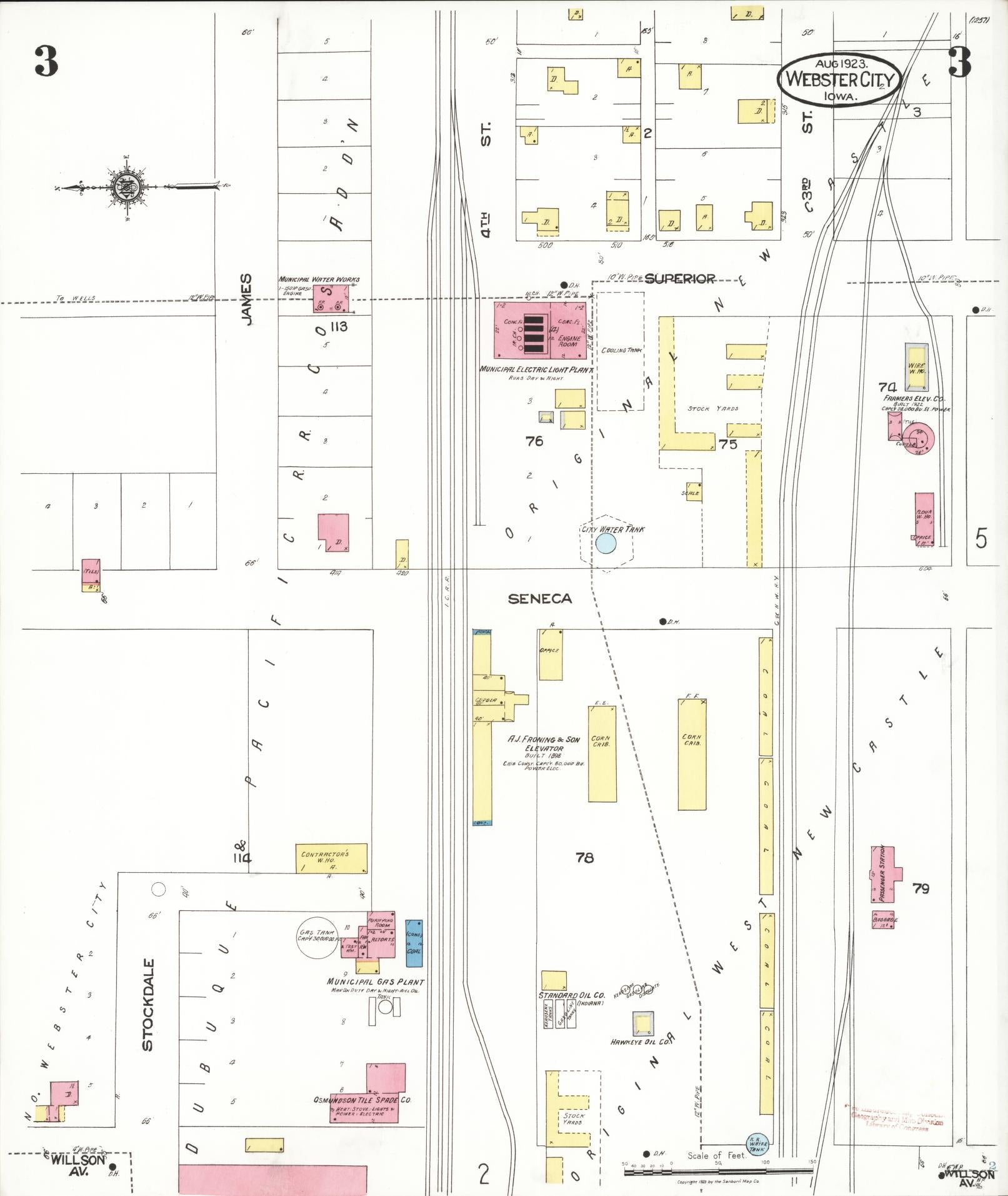 Sanborn Fire Insurance Map from Webster City, Hamilton County, Iowa (1923), Sheet #0003 - Historic Sanborn Fire Insurance Map Print