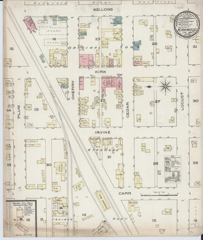 Sanborn Fire Insurance Map from Kirkwood, Warren County, Illinois (1886), Sheet #0001 - Historic Sanborn Fire Insurance Map Print, vintage old map wall art, antique decor, genealogy gift, Illinois Illinois map