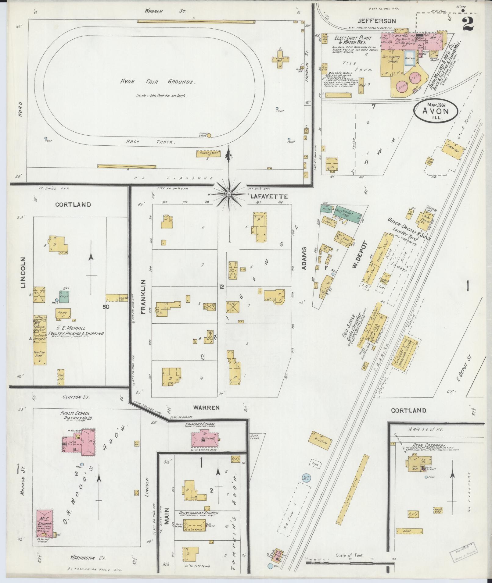 Sanborn Fire Insurance Map from Avon, Fulton County, Illinois (1906), Sheet #0002 - Historic Sanborn Fire Insurance Map Print, vintage old map wall art, antique decor, genealogy gift, Illinois Illinois map