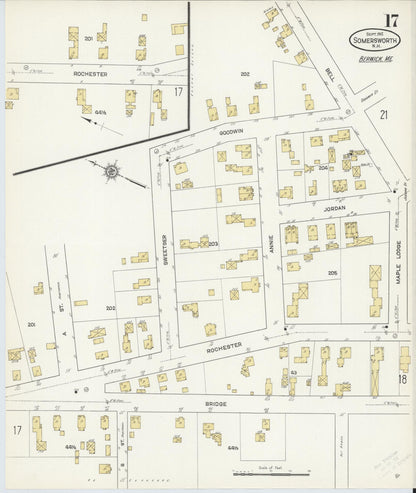 Sanborn Fire Insurance Map from Somersworth, Strafford County, New Hampshire (1912), Sheet #0017 - Complete Map Set gallery image, historic Sanborn map, vintage wall art, Maine Maine