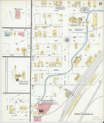 Sanborn Fire Insurance Map from Temple, Bell County, Texas (1900), Sheet #0008 - Complete Map Set gallery image, historic Sanborn map, vintage wall art, Texas Texas