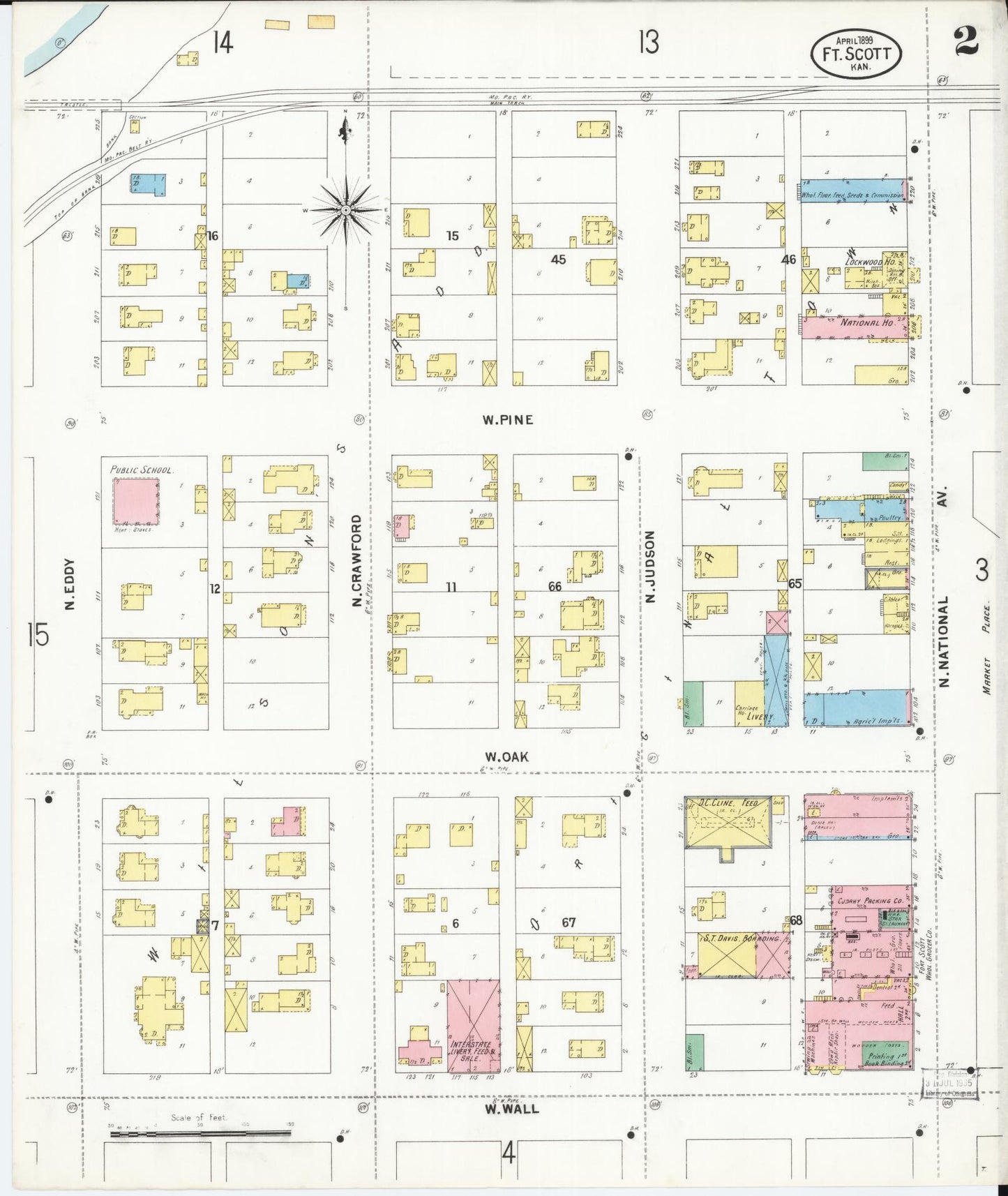 Sanborn Fire Insurance Map from Fort Scott, Bourbon County, Kansas (1899), Sheet #0002 - Complete Map Set gallery image, historic Sanborn map, vintage wall art, Kansas Kansas