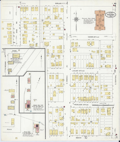 Sanborn Fire Insurance Map from Virginia, Saint Louis County, Minnesota (1910), Sheet #0007 - Complete Map Set gallery image, historic Sanborn map, vintage wall art, Minnesota Minnesota