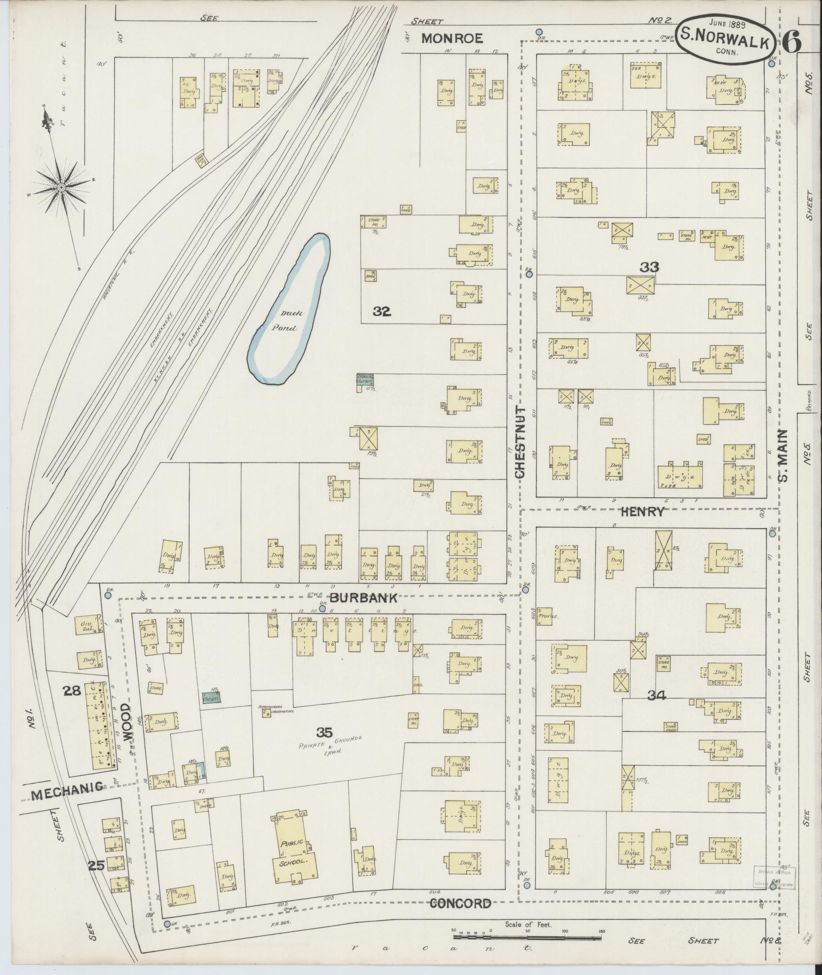 Sanborn Fire Insurance Map from South Norwalk, Fairfield County, Connecticut (1889), Sheet #0006 - Complete Map Set gallery image, historic Sanborn map, vintage wall art, Connecticut Connecticut