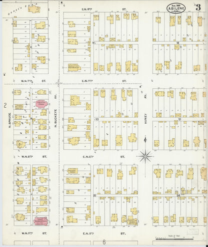 Sanborn Fire Insurance Map from Abilene, Dickinson County, Kansas (1905), Sheet #0003 - Complete Map Set gallery image, historic Sanborn map, vintage wall art, Kansas Kansas