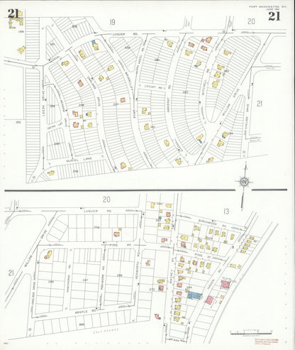 Sanborn Fire Insurance Map from Port Washington, Nassau County, New York (1931), Sheet #0021 - Historic Sanborn Fire Insurance Map Print, vintage old map wall art, antique decor, genealogy gift, New York New York map