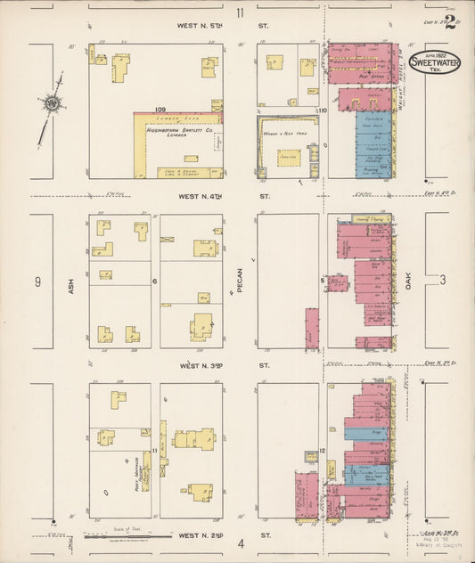 Sanborn Fire Insurance Map from Sweetwater, Nolan County, Texas (1922), Sheet #0002 - Historic Sanborn Fire Insurance Map Print, vintage old map wall art, antique decor, genealogy gift, Texas Texas map