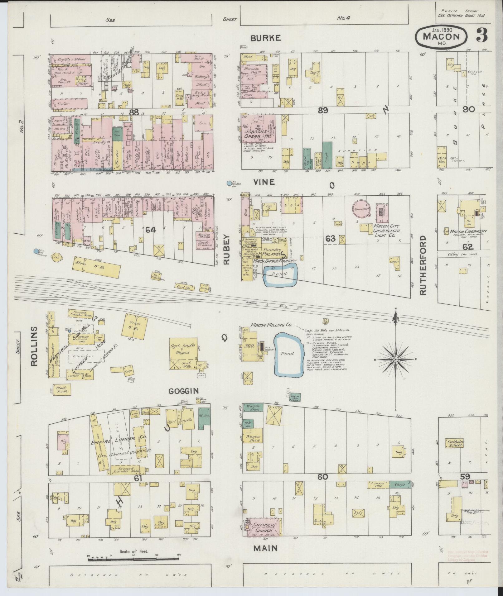 Sanborn Fire Insurance Map from Macon, Macon County, Missouri (1890), Sheet #0003 - Complete Map Set gallery image, historic Sanborn map, vintage wall art, Missouri Missouri